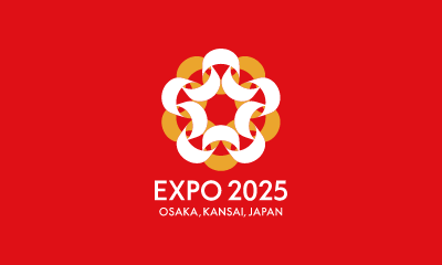 赤地の上での配色イメージ