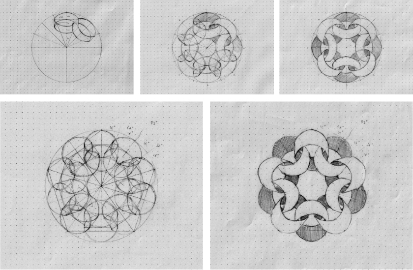 造形の検討 輪かざりの表現方法を探ったスケッチ(2)